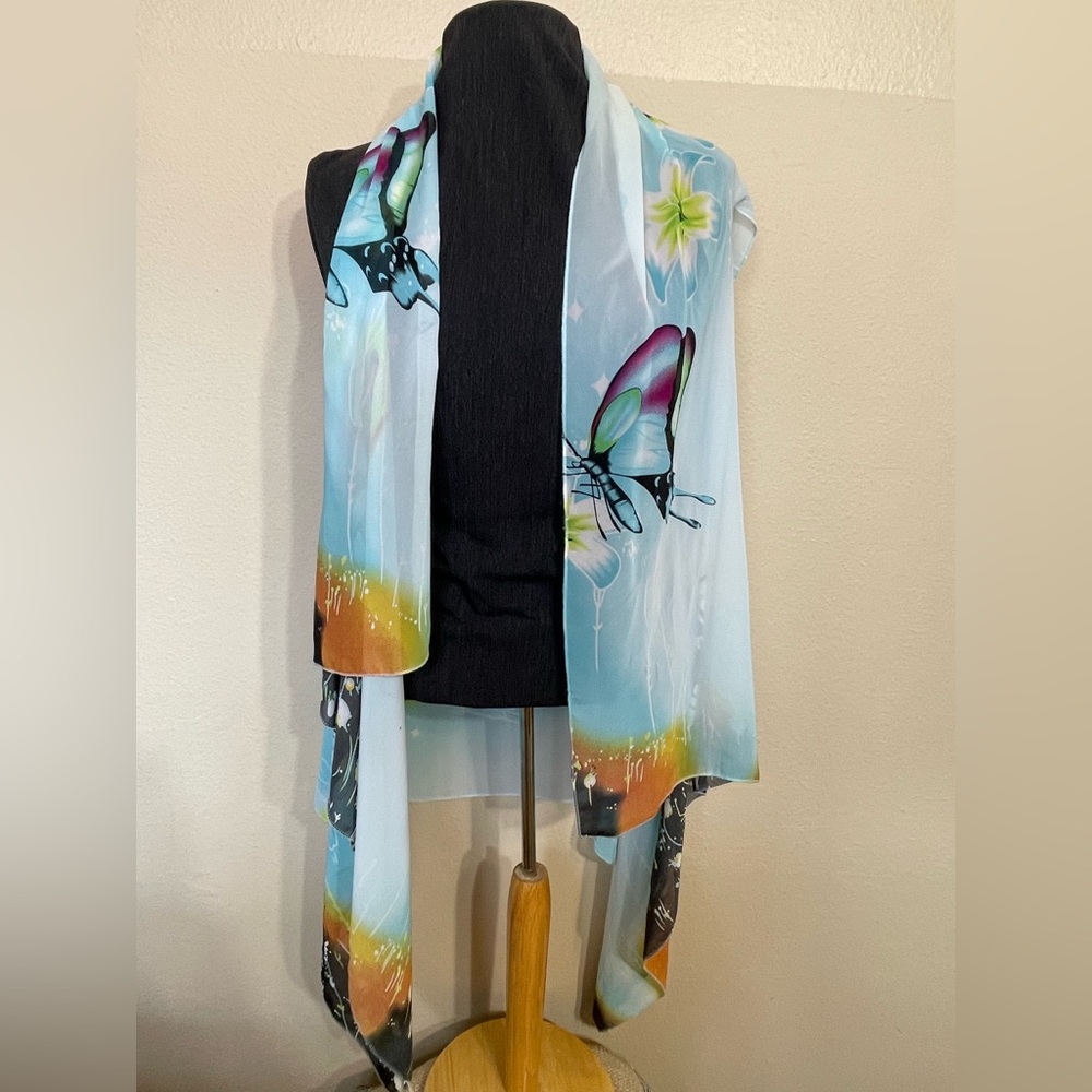 Colorful Butterfly Print beach coverup one size